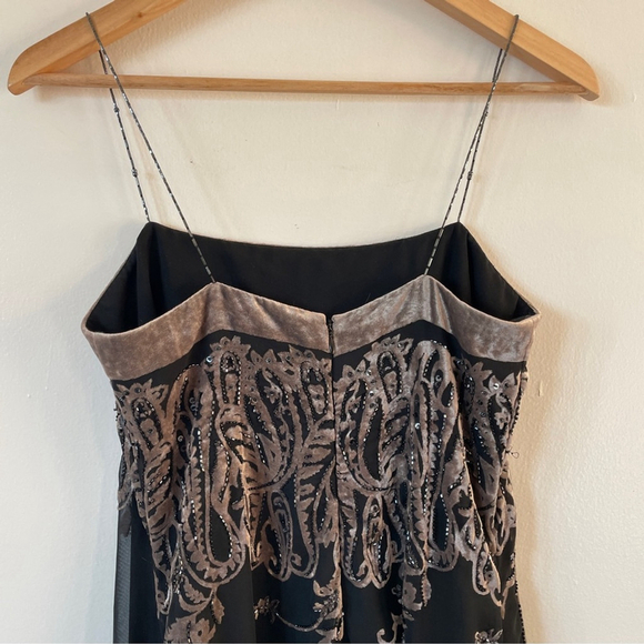 Vintage Black Velvet Maxi Dress Beaded Y2K whimsigoth Fairy Grunge Boho M - Picture 4 of 11